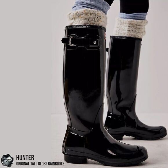 HUNTER ORIGINAL TALL RAIN BOOTS IN GLOSS BLACK WOMEN’S SHOE SIZE EU 36 BOOTS - Picture 15 of 16